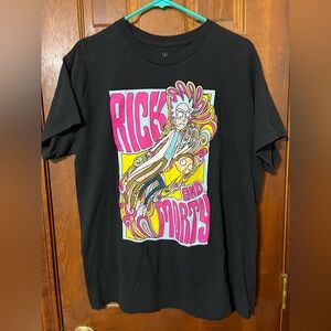 Rick And Morty Men's Size L Black Graphic Print Short Sleeve Crew Neck T Shirt